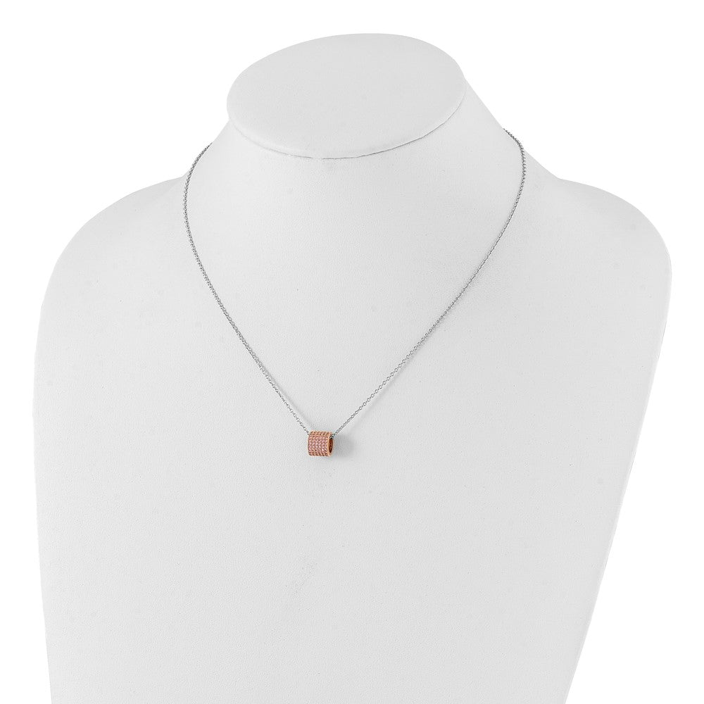 Brilliant Embers Sterling Silver Rose Gold-plated Pink CZ w/ 2in ext Necklace