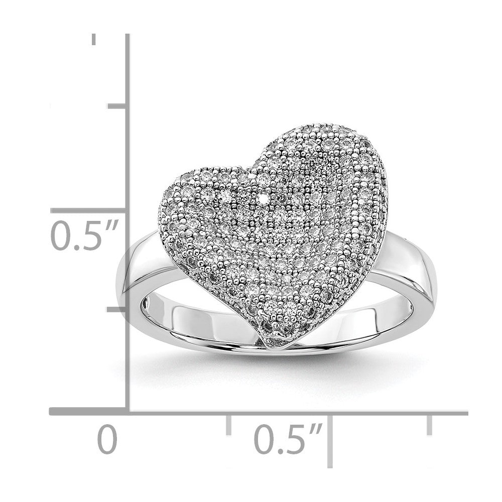 Sterling Silver & CZ Brilliant Embers Fancy Polished Heart Ring