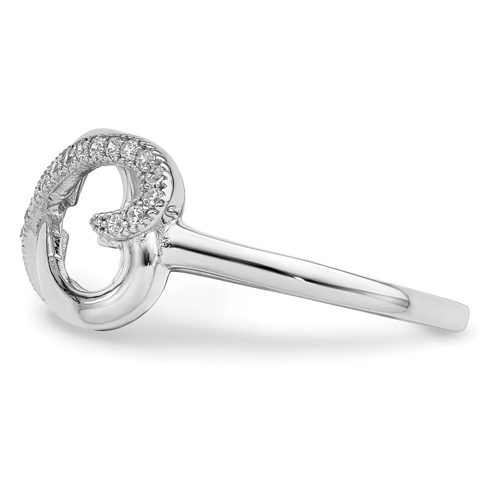 Brilliant Embers Sterling Silver Rhodium-plated 20 Stone Micro PavÇ CZ Heart Ring