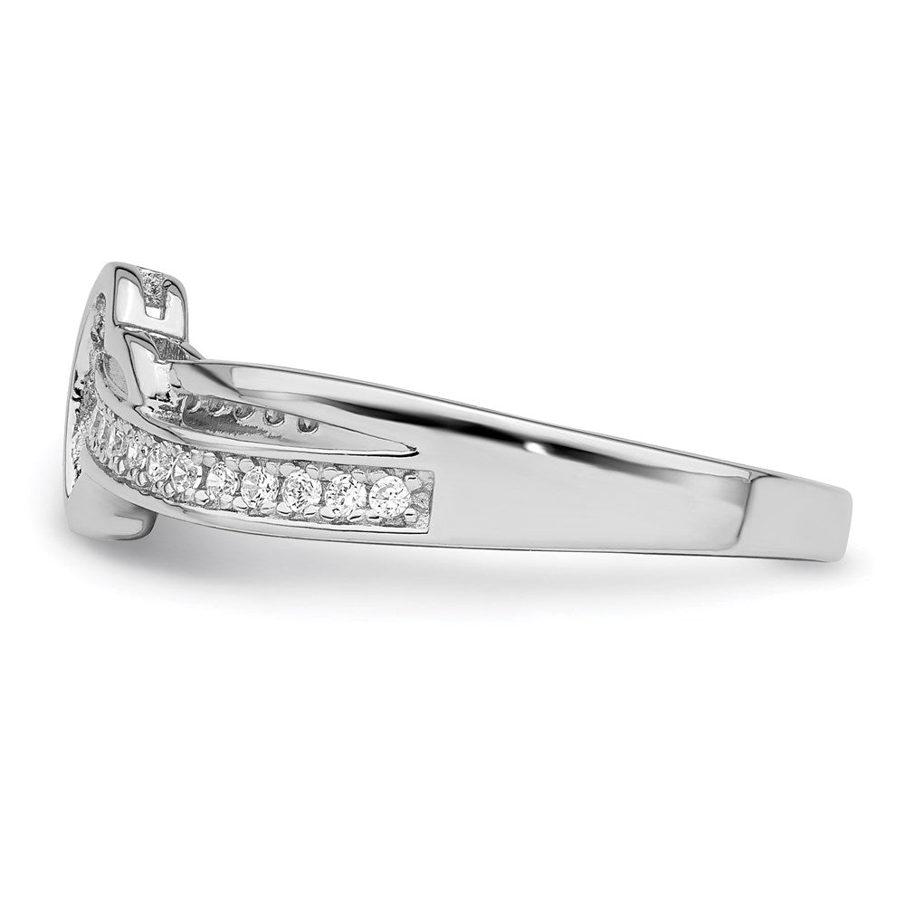 Brilliant Embers Sterling Silver Rhodium-plated 20 Stone Micro PavÇ CZ Heart Ring