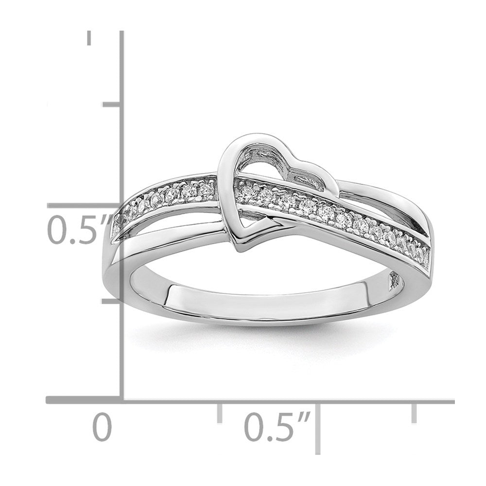 Brilliant Embers Sterling Silver Rhodium-plated 20 Stone Micro PavÇ CZ Heart Ring