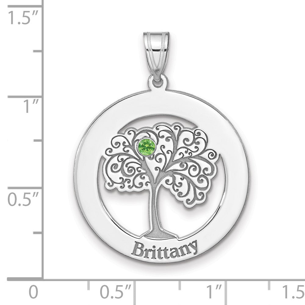 Sterling Silver/Rhodium-plated 1 Birthstone with SS Bezel Family Pendant