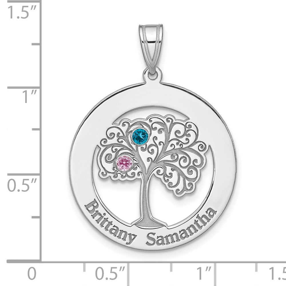 Sterling Silver/Rhodium-plated 2 Birthstone with SS Bezel Pendant