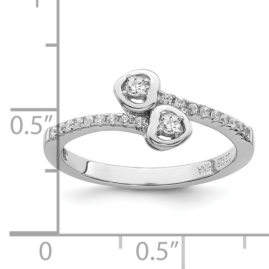 Brilliant Embers Sterling Silver Rhodium-plated 21 Stone Micro PavÇ CZ Heart Ring