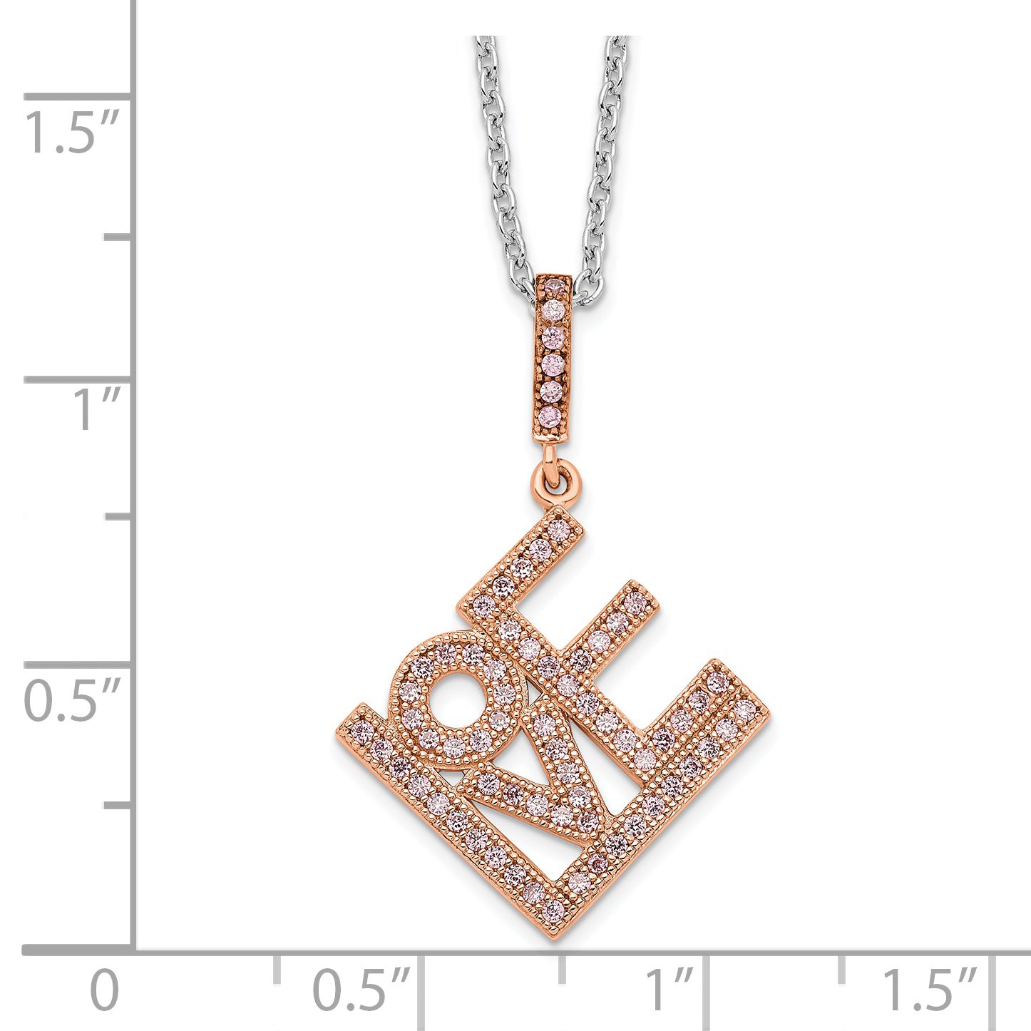 Brilliant Embers Sterling Silver Rose Gold-plated 68 Stone 18 inch Micro PavÇ CZ LOVE Necklace with 2 Inch Extender