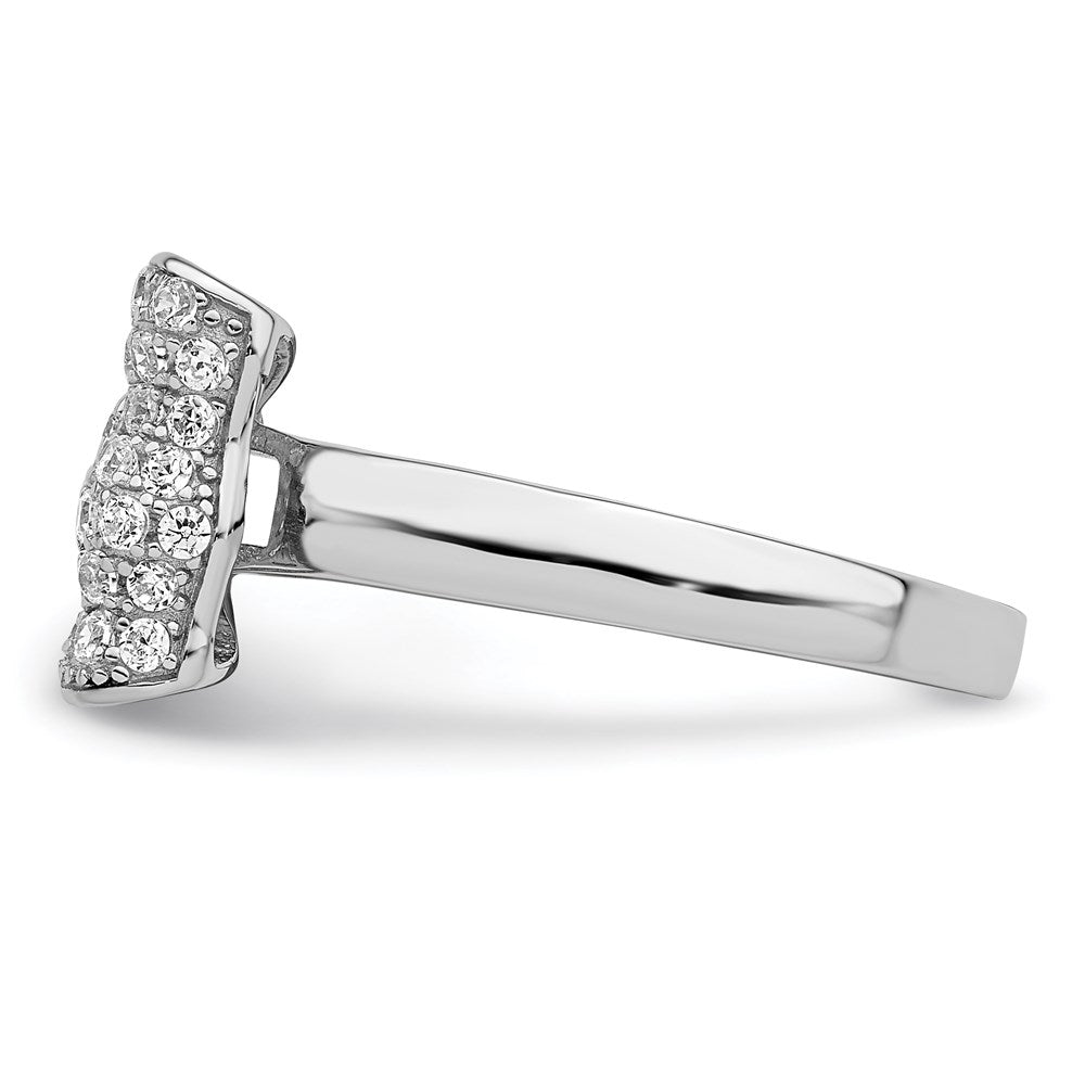 Brilliant Embers Sterling Silver Rhodium-plated 71 Stone Micro PavÇ CZ Bow Ring