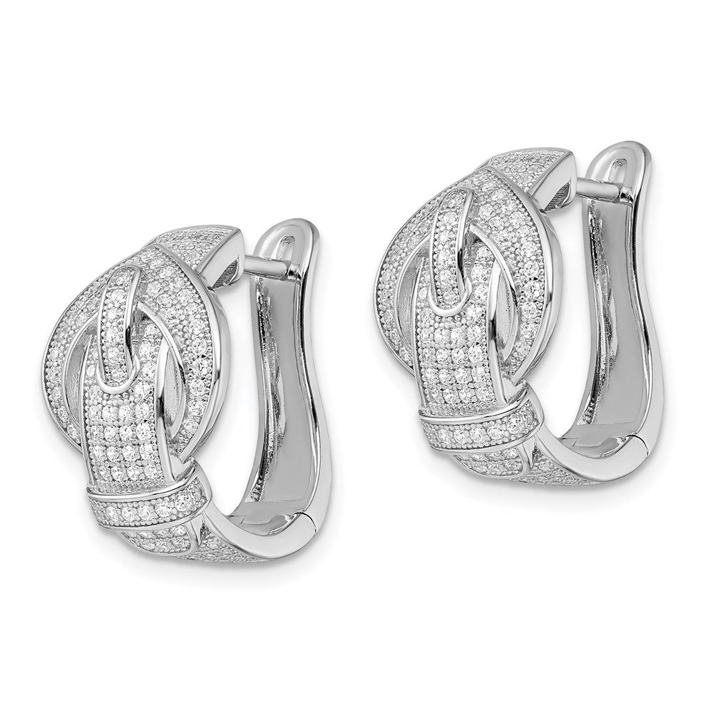 Brilliant Embers Sterling Silver Rhodium-plated 202 Stone Micro PavÇ CZ Buckle Hinged Post Earrings