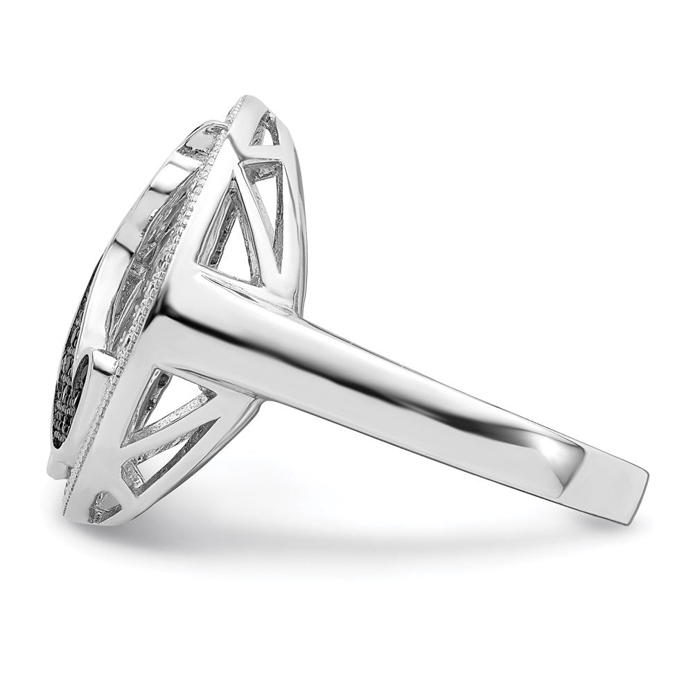 Brilliant Embers Sterling Silver Rhodium-plated 87 Stone Micro PavÇ Black and White CZ Polished Cat Ring