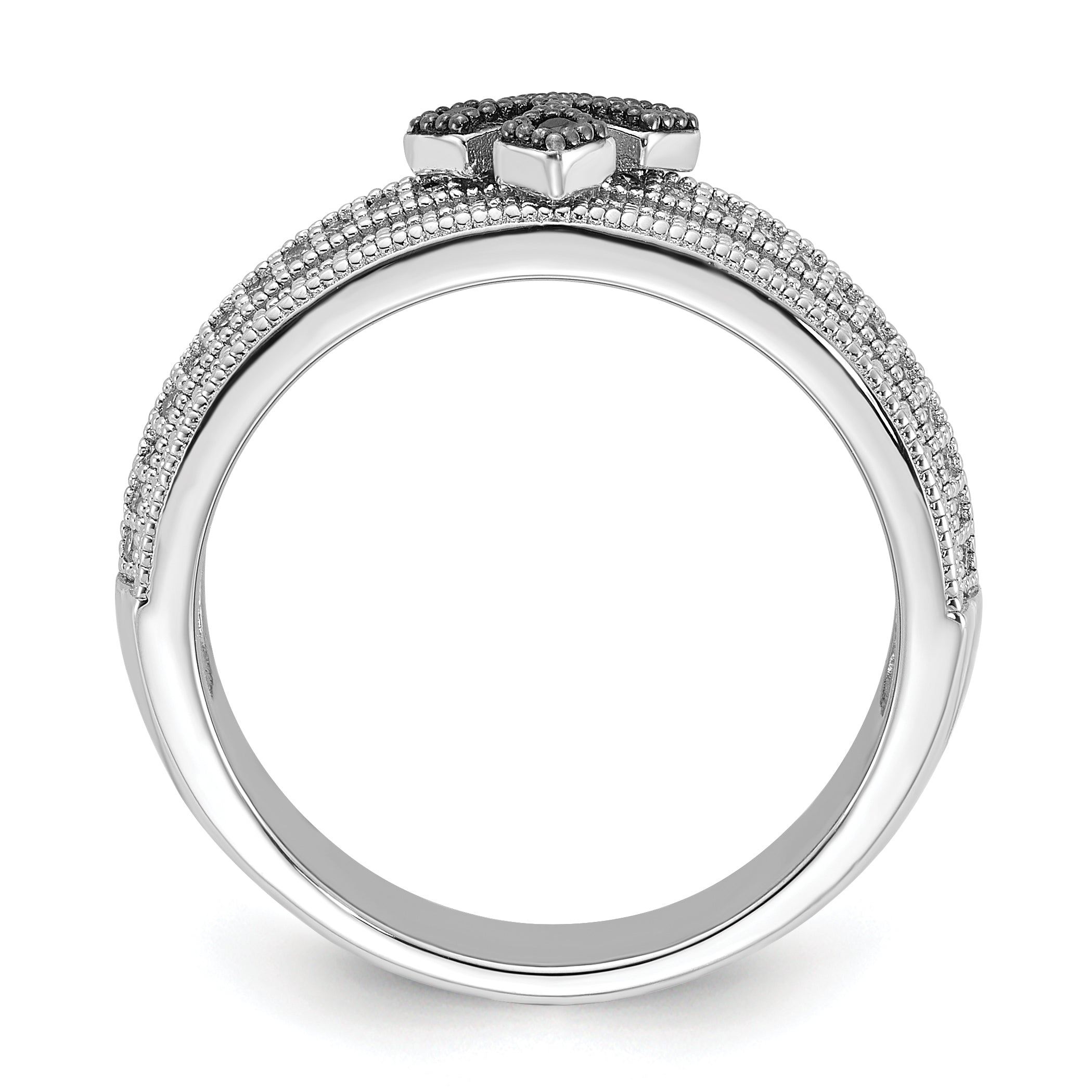 Sterling Silver & CZ True Fire Polished Cross Ring