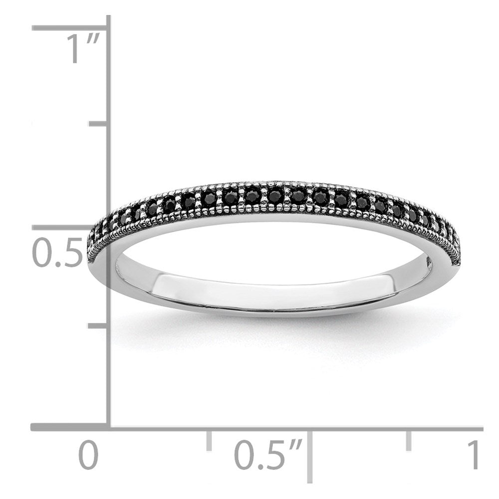 Brilliant Embers Sterling Silver Rhodium-plated 25 stone Micro PavÇ Black CZ Polished Ring