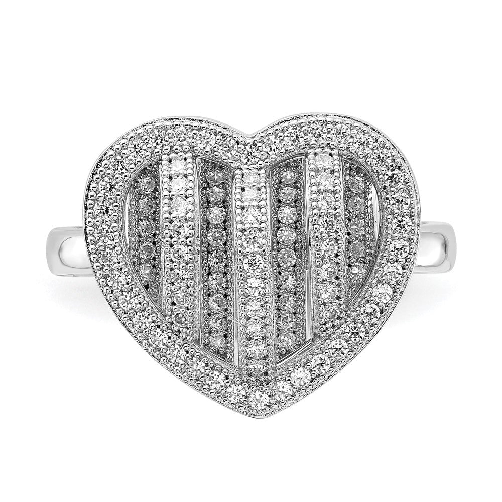 Sterling Silver & CZ Brilliant Embers Polished Heart Ring