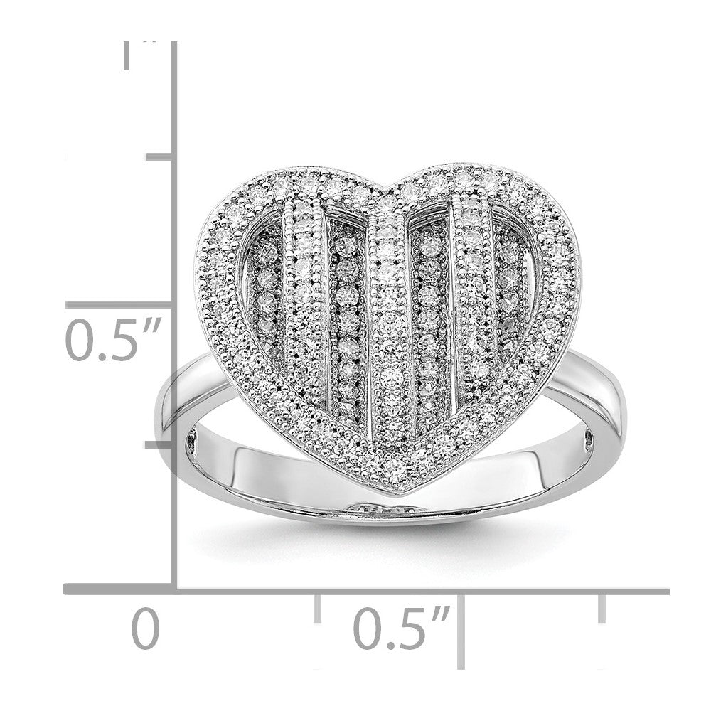 Sterling Silver & CZ Brilliant Embers Polished Heart Ring