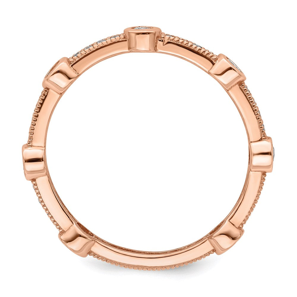 Brilliant Embers Sterling Silver Rose Gold-plated 33 Stone Micro PavΓ CZ Ring
