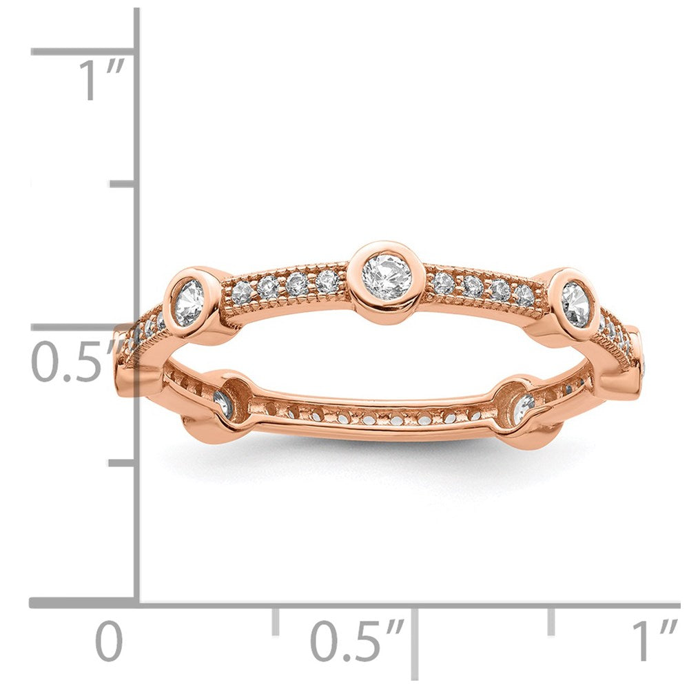 Brilliant Embers Sterling Silver Rose Gold-plated 33 Stone Micro PavÇ CZ Ring