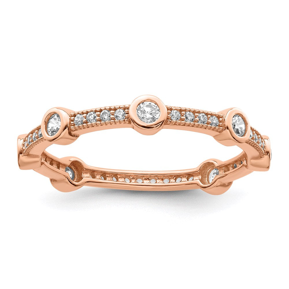 Brilliant Embers Sterling Silver Rose Gold-plated 33 Stone Micro PavΓ CZ Ring