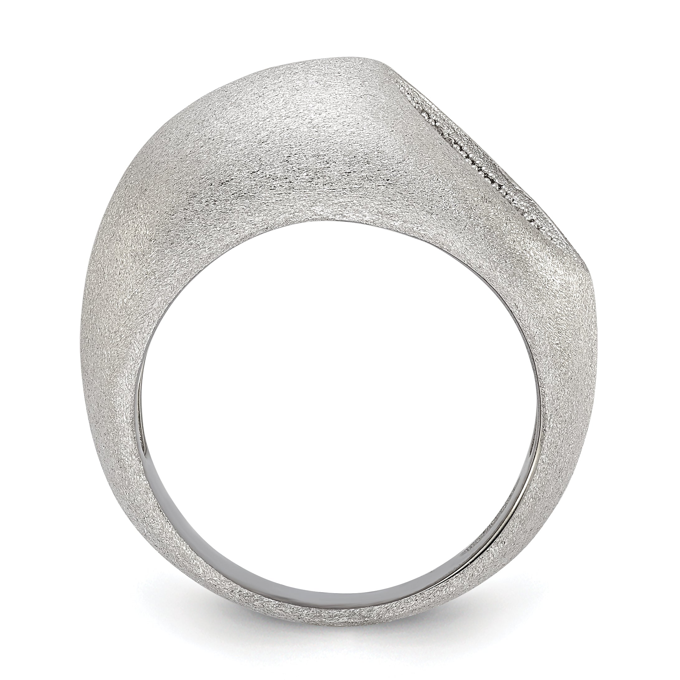 Sterling Silver Brilliant Embers Modern Brushed CZ Ring