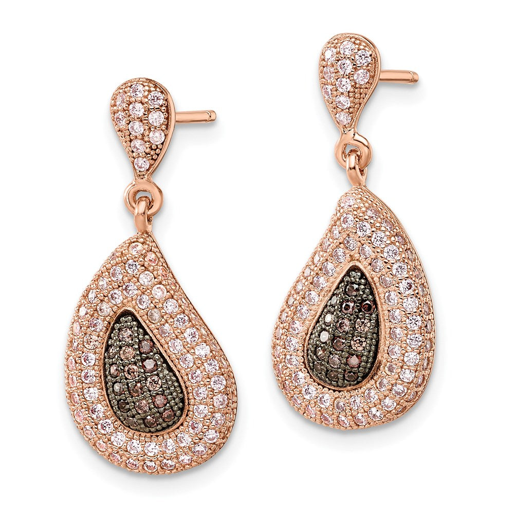 SS Rose Gold-plated CZ Brilliant Embers Dangle Post Earrings