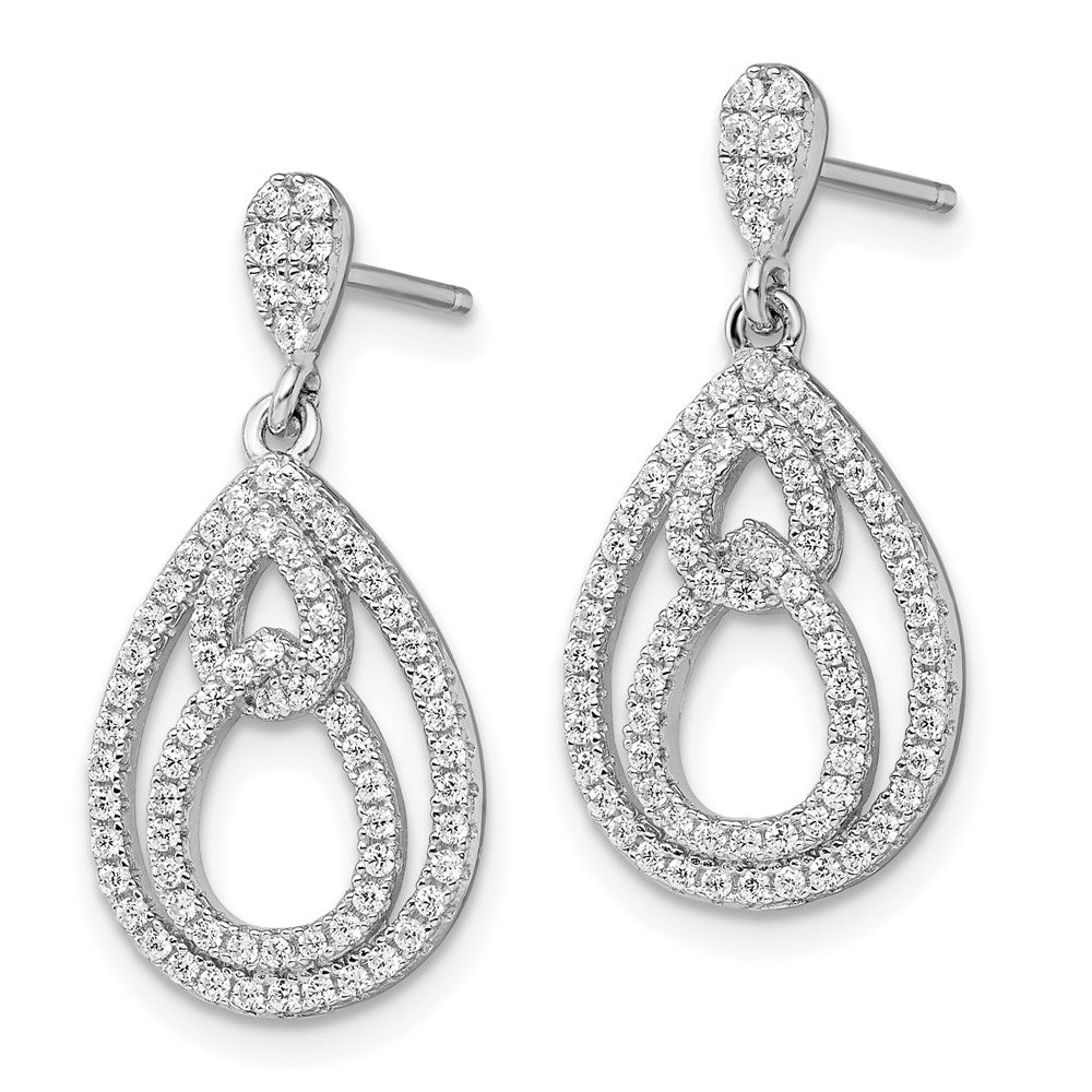 Brilliant Embers Sterling Silver Rhodium-plated 148 Stone Micro PavÇ CZ Dangle Post Earrings