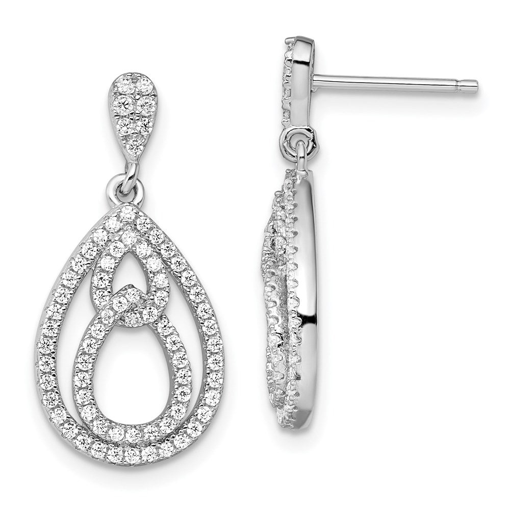 Brilliant Embers Sterling Silver Rhodium-plated 148 Stone Micro PavÇ CZ Dangle Post Earrings
