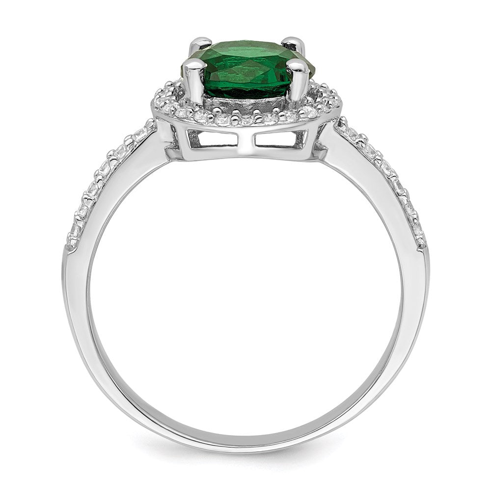 Brilliant Embers Sterling Silver Rhodium-plated 35 Stone White and Green Micro PavÇ CZ Ring