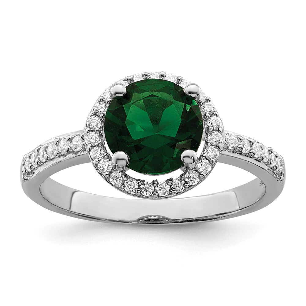 Brilliant Embers Sterling Silver Rhodium-plated 35 Stone White and Green Micro PavÇ CZ Ring