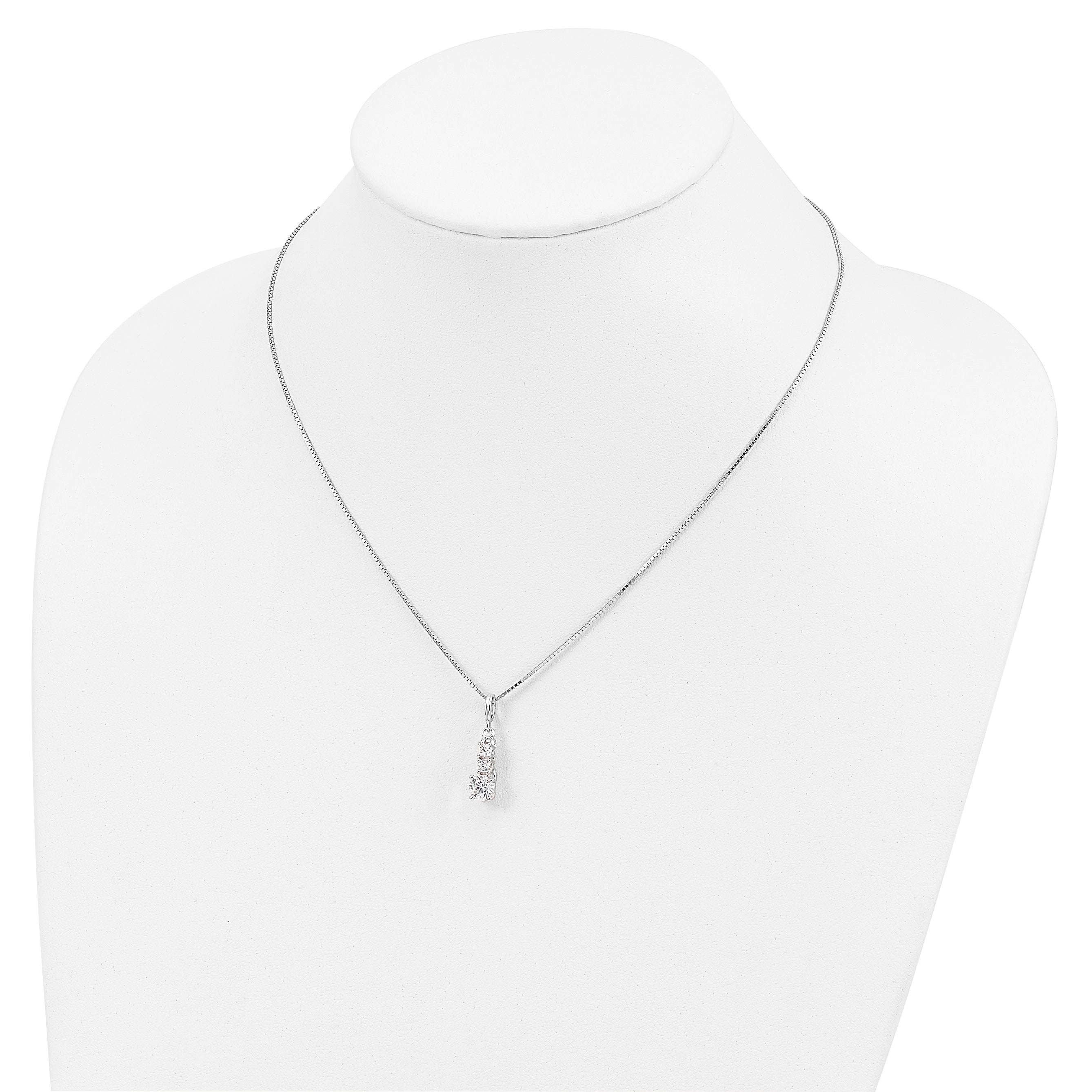 Brilliant Embers Sterling Silver Rhodium-plated 3 Stone 18 inch Micro PavÇ CZ Necklace with 2 Inch Extender