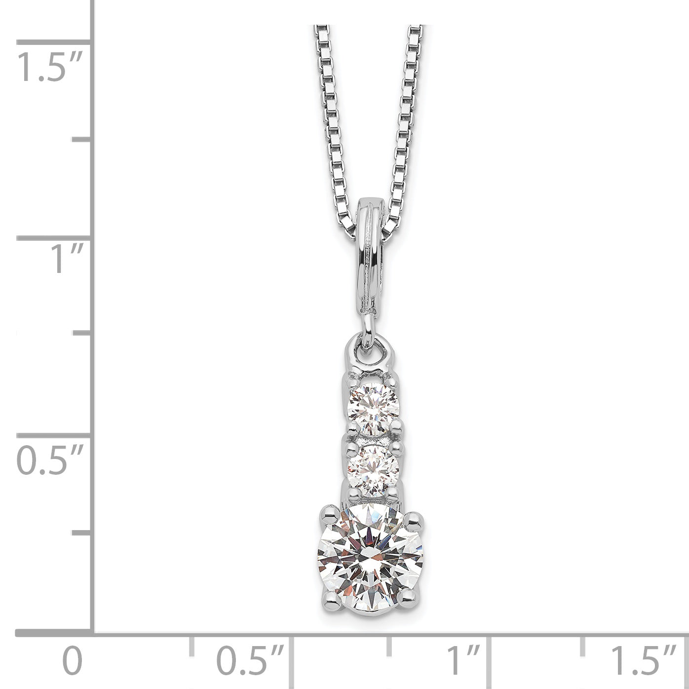 Brilliant Embers Sterling Silver Rhodium-plated 3 Stone 18 inch Micro PavÇ CZ Necklace with 2 Inch Extender