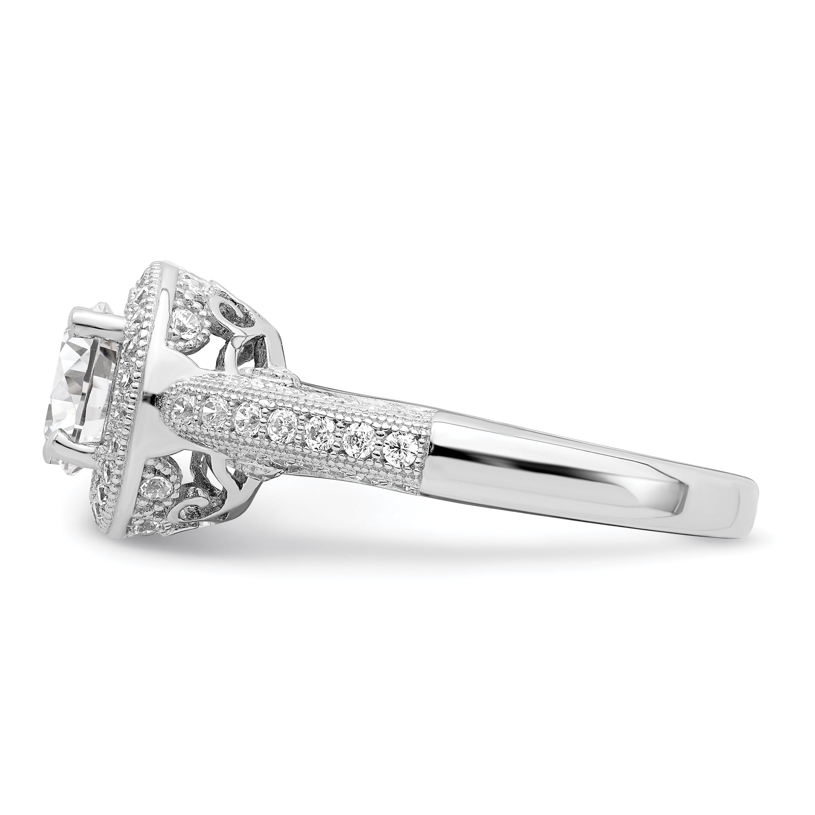 Brilliant Embers Sterling Silver Rhodium-plated 81 Stone Halo Micro PavÇ CZ Ring