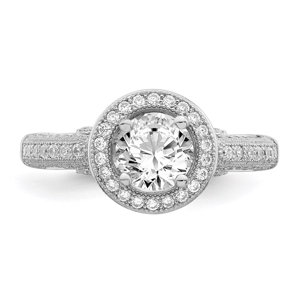 Brilliant Embers Sterling Silver Rhodium-plated 81 Stone Halo Micro PavÇ CZ Ring