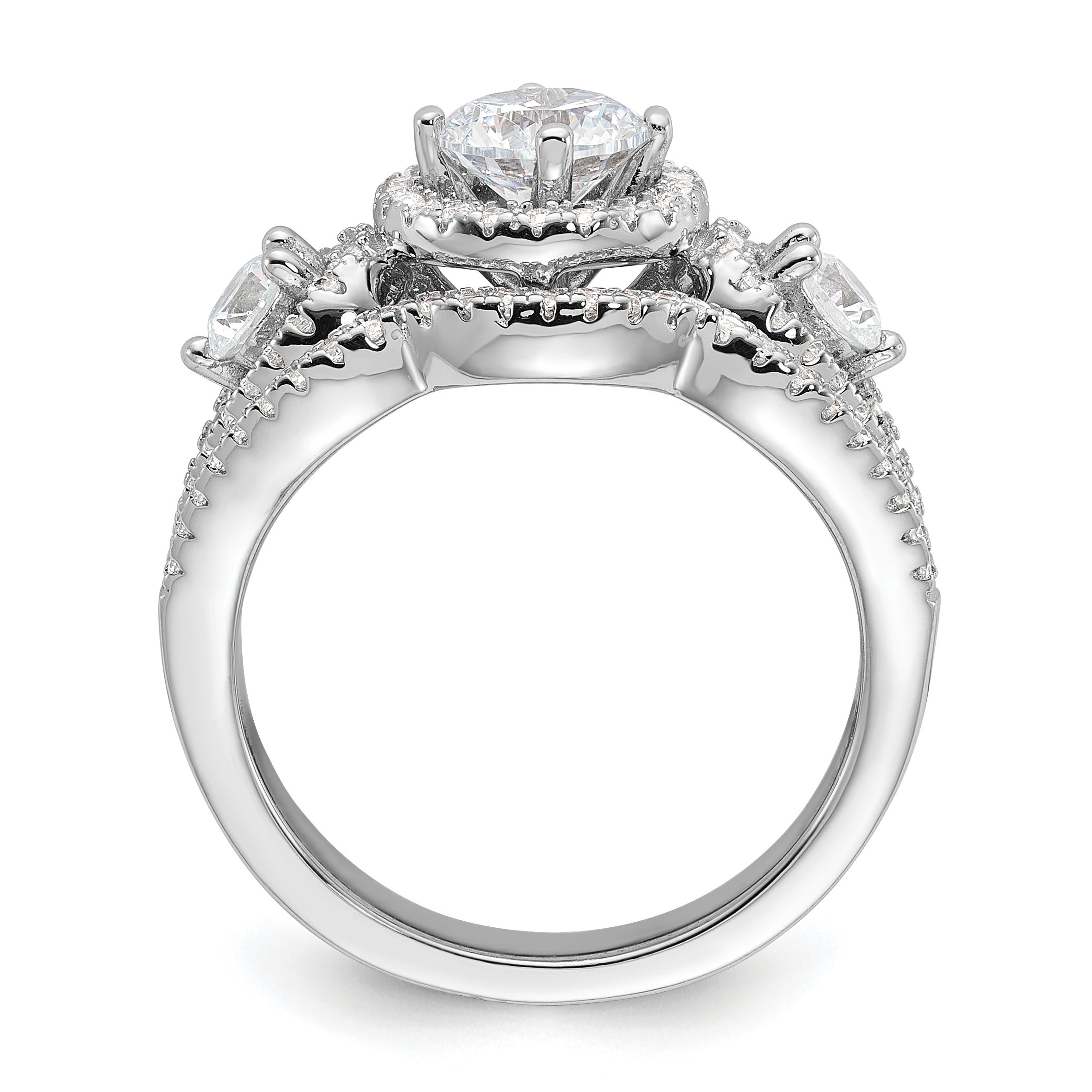 Brilliant Embers Sterling Silver Rhodium-plated 93 Stone Micro PavÇ CZ 2-piece Wedding Set