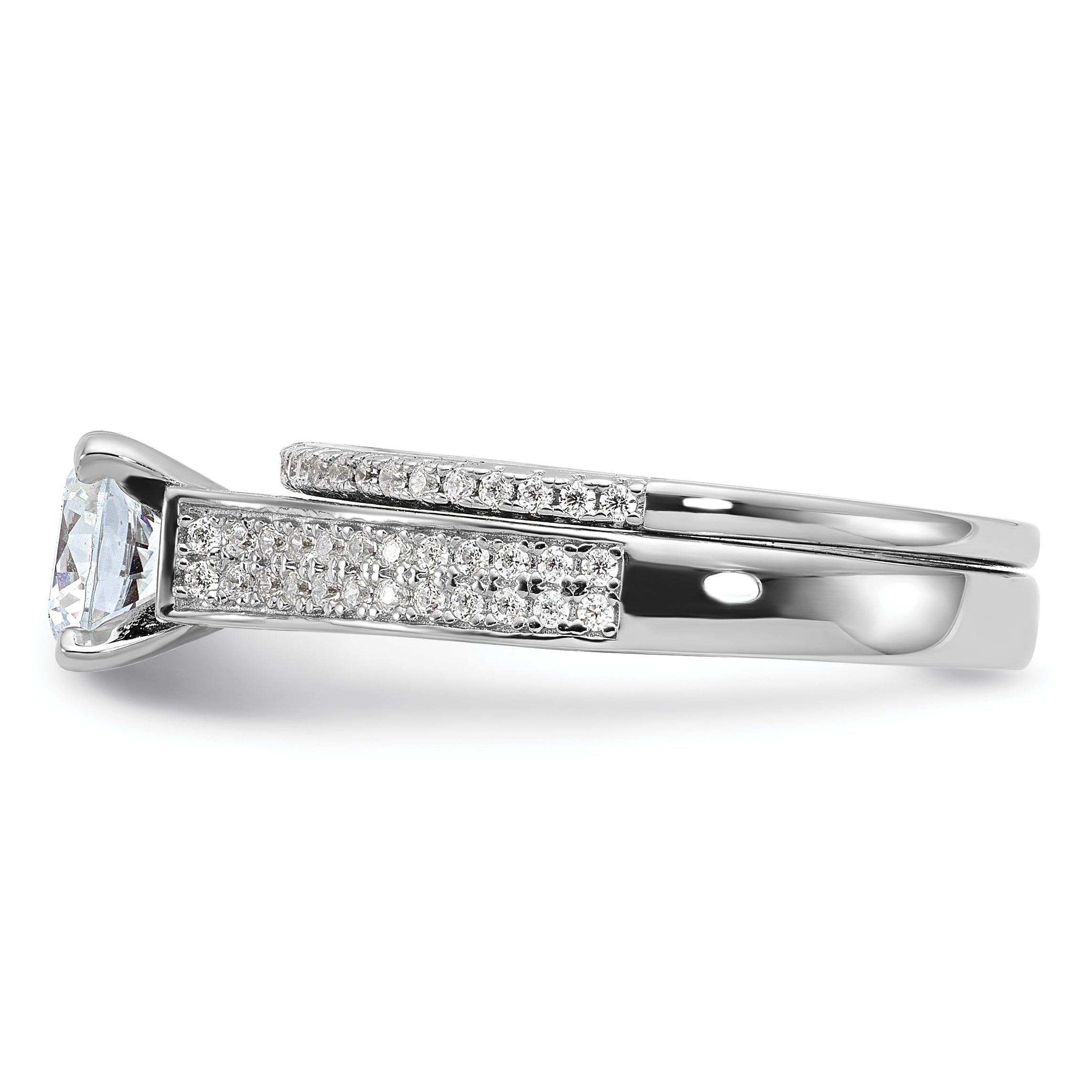 Brilliant Embers Sterling Silver Rhodium-plated 135 Stone Micro PavÇ CZ 2-piece Wedding Set