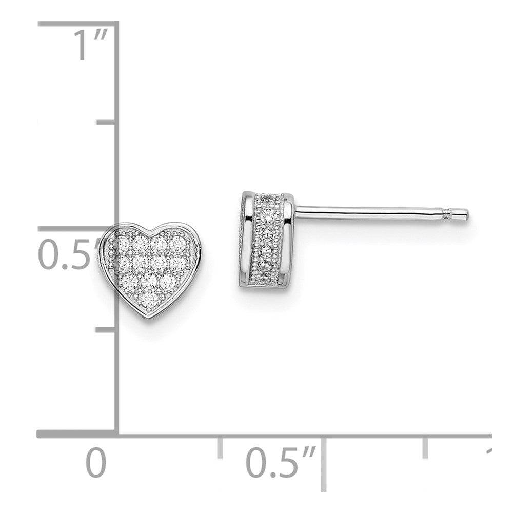 Brilliant Embers Sterling Silver Rhodium-plated 54 Stone Micro PavÇ CZ Heart Post Earrings