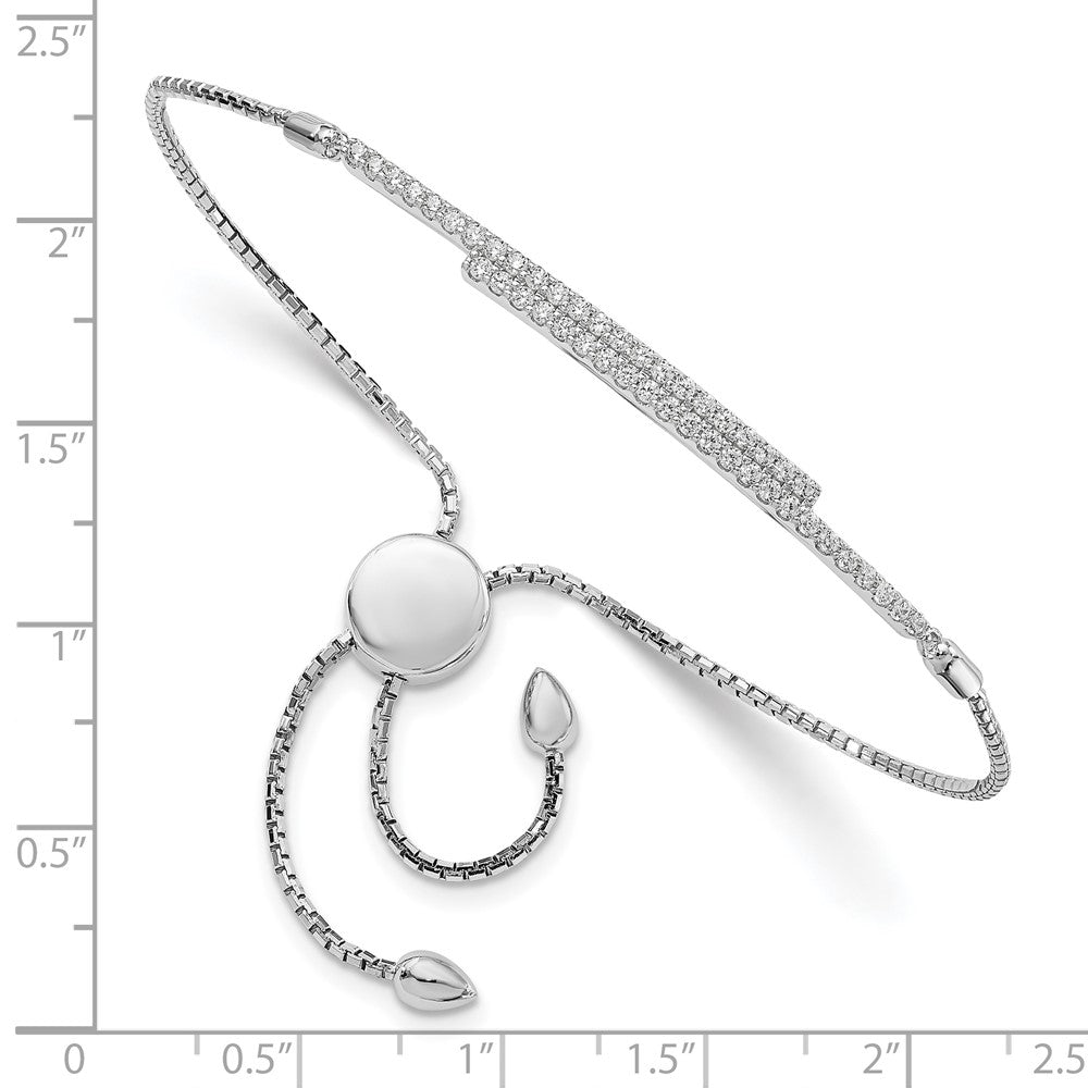 Brilliant Embers Sterling Silver Rhodium-plated 46 Stone Micro PavΓ CZ Adjustable Bracelet