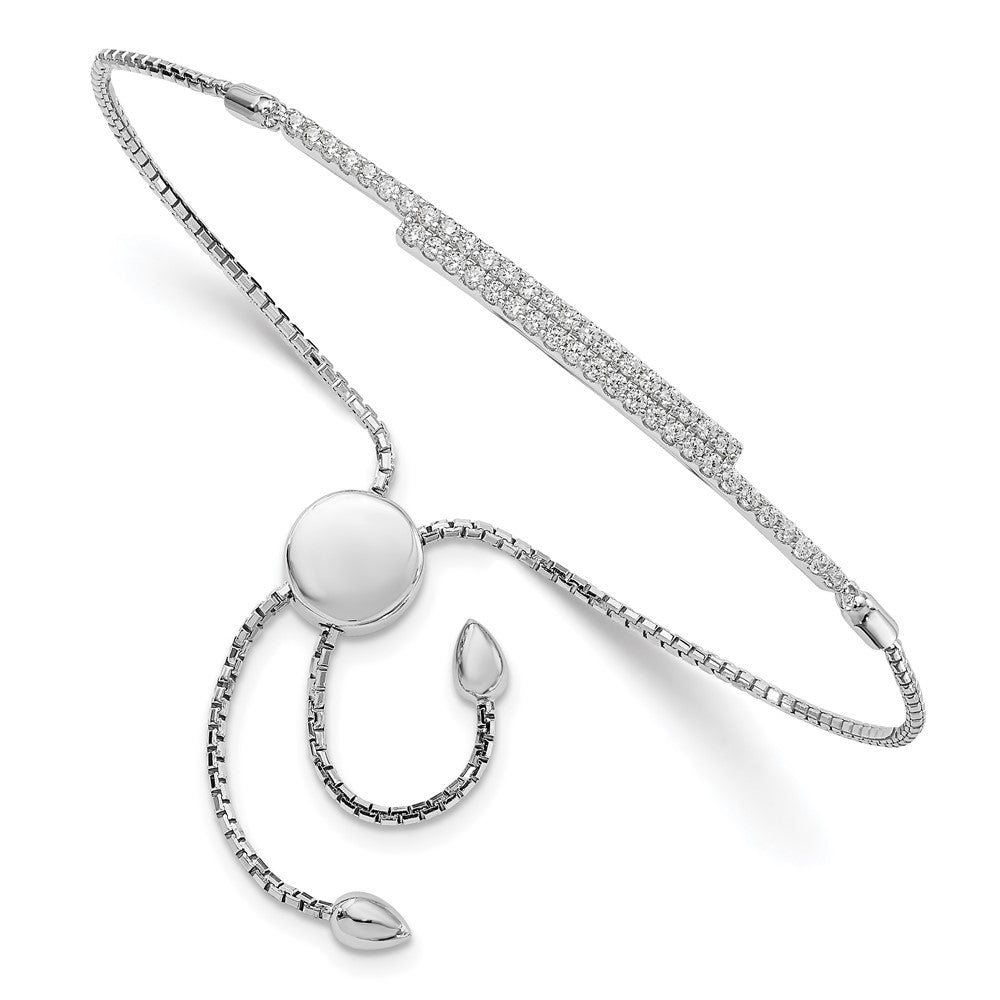 Brilliant Embers Sterling Silver Rhodium-plated 46 Stone Micro PavΓ CZ Adjustable Bracelet