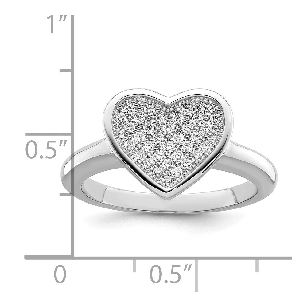 Brilliant Embers Sterling Silver Rhodium-plated 34 Stone Micro PavÇ CZ Heart Ring