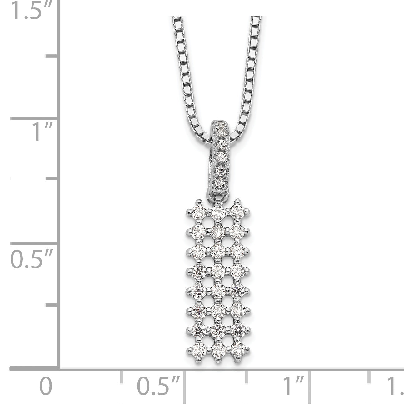 Brilliant Embers Sterling Silver Rhodium-plated 31 Stone 18 inch Micro PavÇ CZ Necklace with 2 Inch Extender
