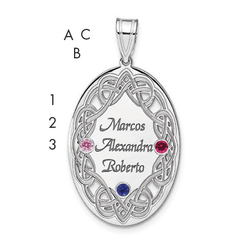 Sterling Silver Rhodium-plated Crystal Family Pendant