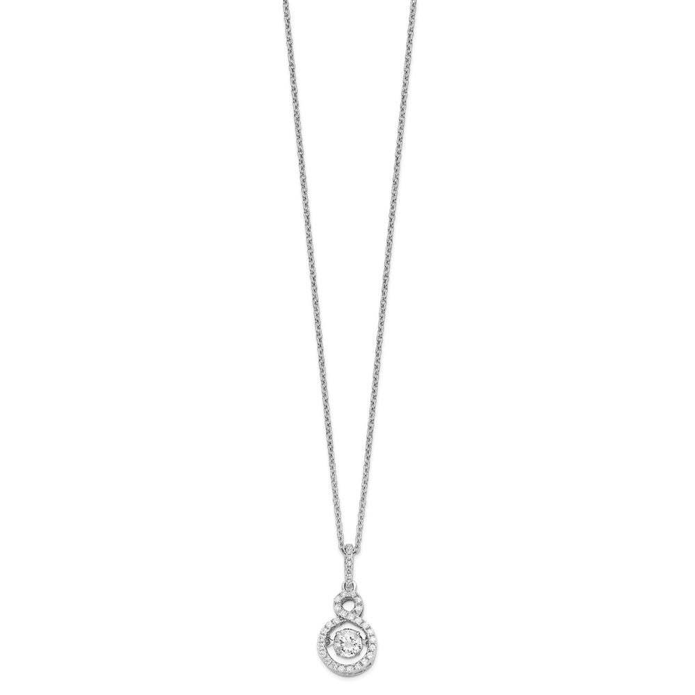 Brilliant Embers Sterling Silver Rhodium-plated 34 Stone with Moving Center Vibrant CZ and Micro PavÇ CZ Infinity Necklace...
