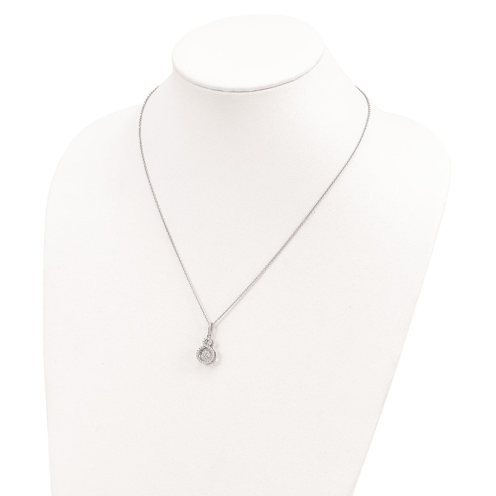 Brilliant Embers Sterling Silver Rhodium-plated 34 Stone with Moving Center Vibrant CZ and Micro PavÇ CZ Infinity Necklace...