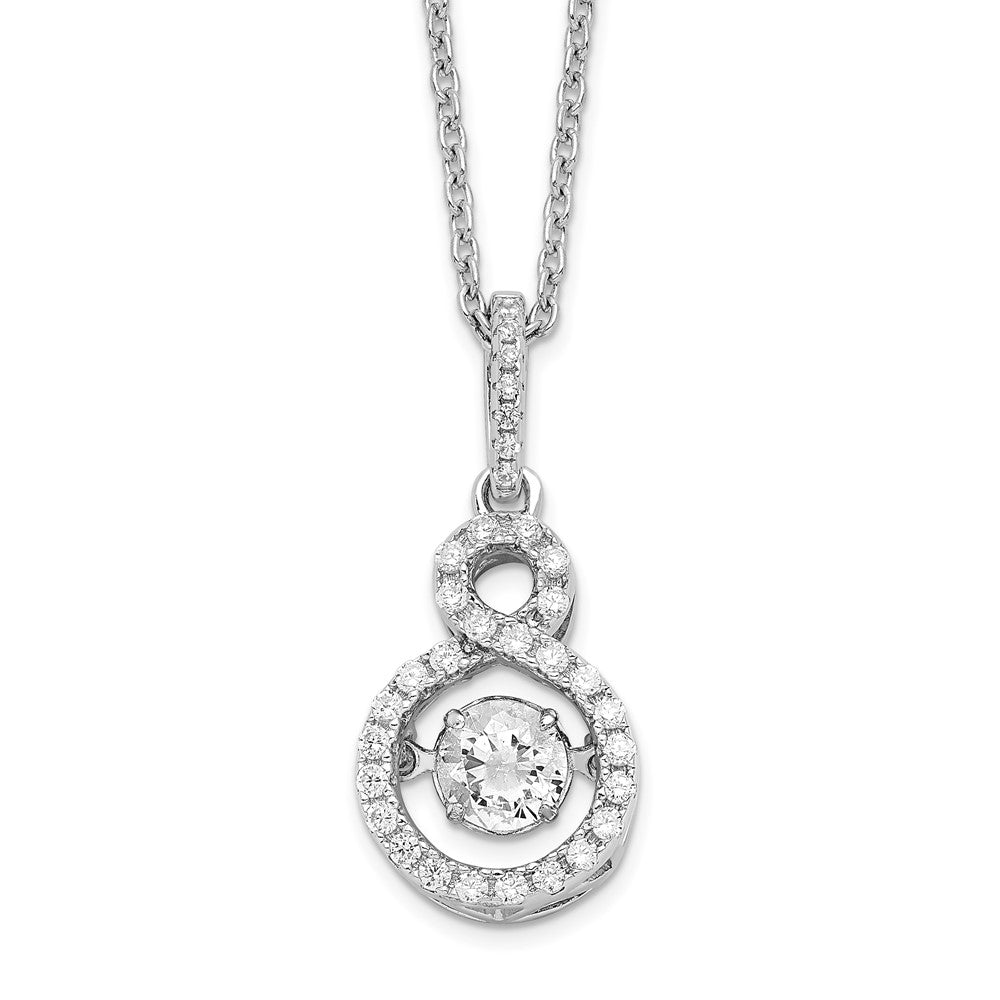 Brilliant Embers Sterling Silver Rhodium-plated 34 Stone with Moving Center Vibrant CZ and Micro PavÇ CZ Infinity Necklace...