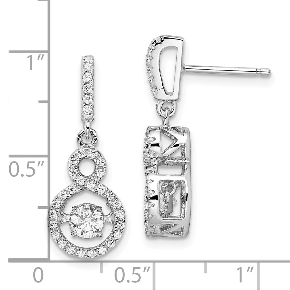Brilliant Embers Sterling Silver Rhodium-plated 66 Stone CZ Moving Center Vibrant CZ with Micro PavÇ CZ Infinity Dangle Po...