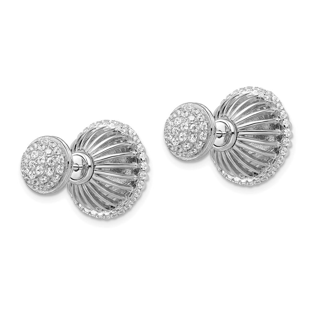 Brilliant Embers Sterling Silver Rhodium-plated 130 Stone Front Back Micro PavÇ CZ Earrings