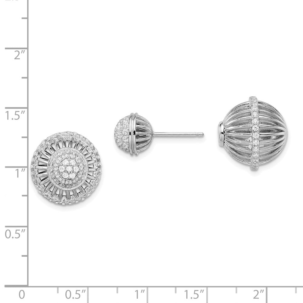 Brilliant Embers Sterling Silver Rhodium-plated 130 Stone Front Back Micro PavÇ CZ Earrings