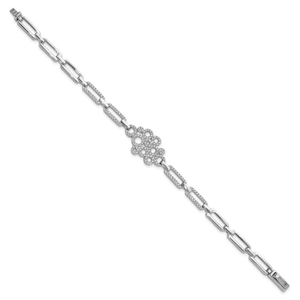Brilliant Embers Sterling Silver Rhodium-plated 164 stone 7 inch with Box Catch Clasp Micro PavΓ CZ Bracelet