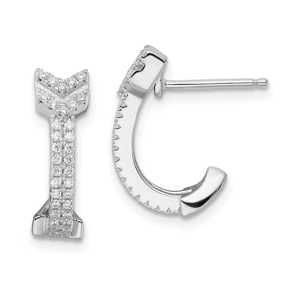 Brilliant Embers Sterling Silver Rhodium-plated 76 Stone Micro PavÇ CZ Arrow Earrings