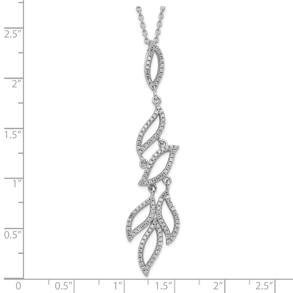 Brilliant Embers Sterling Silver Rhodium-plated Fancy CZ w/ 2in ext Necklace