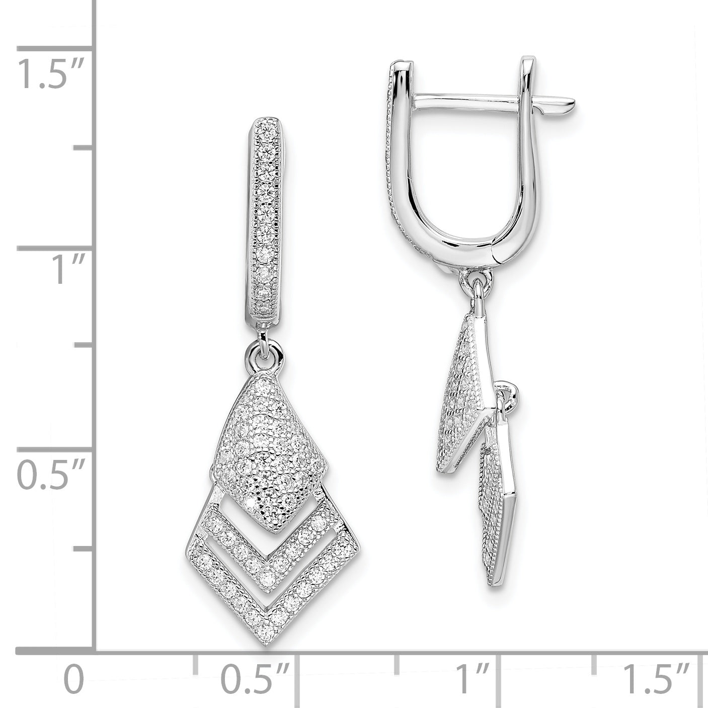 Brilliant Embers Sterling Silver Rhodium-plated 114 Stone Micro PavÇ CZ Hinged Dangle Earrings