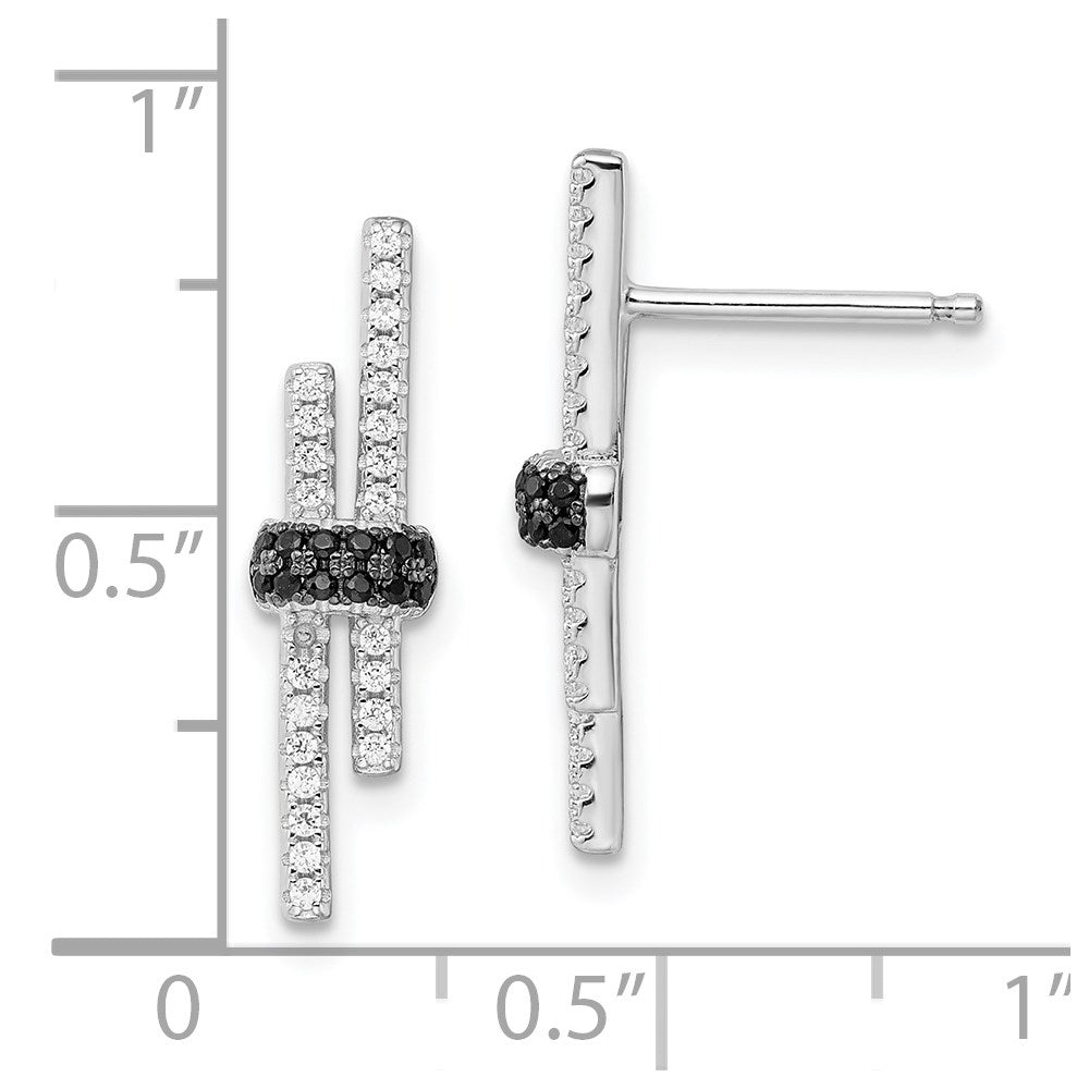 Brilliant Embers Sterling Silver Rhodium-plated 72 Stone Black Spinel and Micro PavÇ CZ Earrings