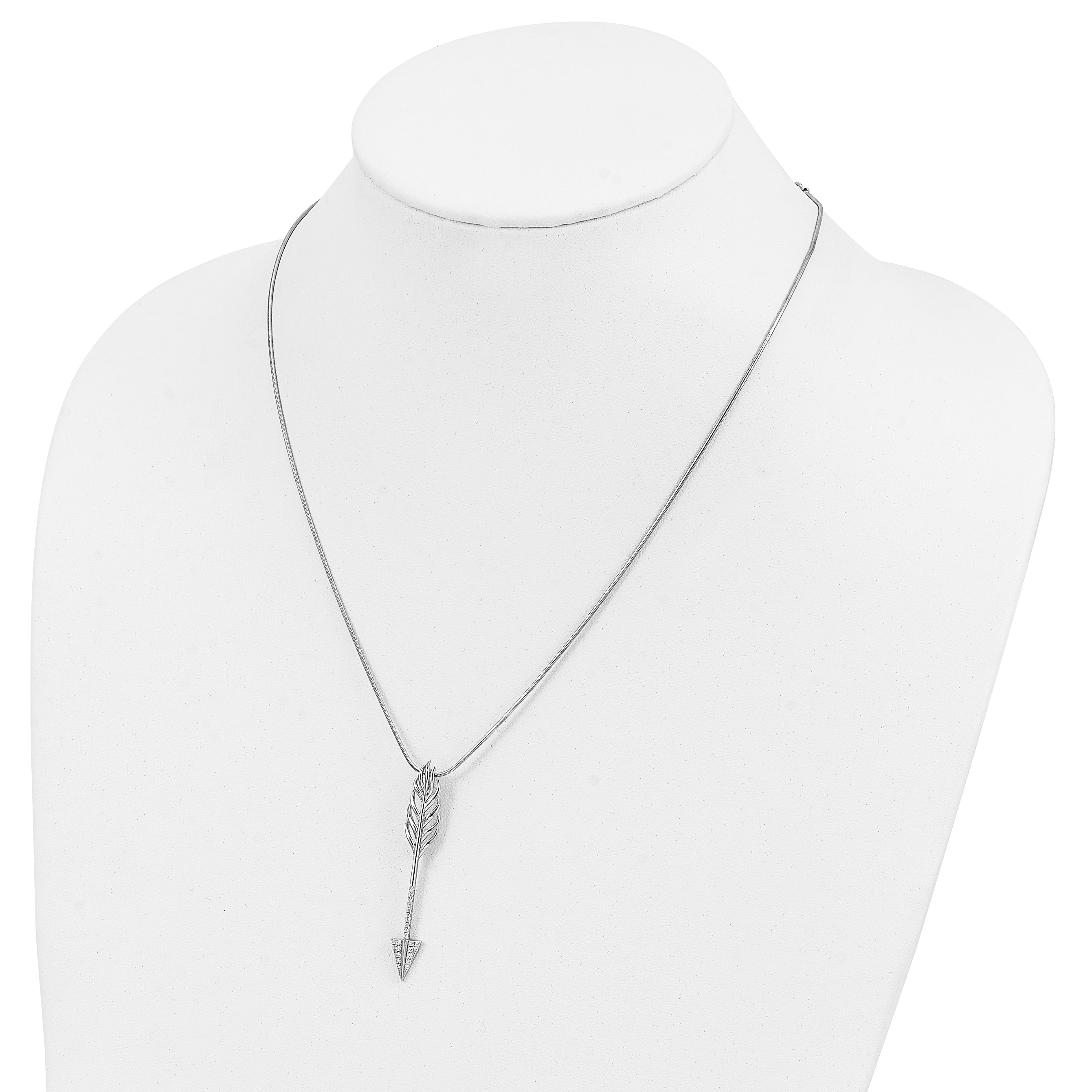 Brilliant Embers Sterling Silver Rhodium-plated 24 Stone 18 inch Micro PavÇ CZ Arrow Necklace with 2 Inch Extender