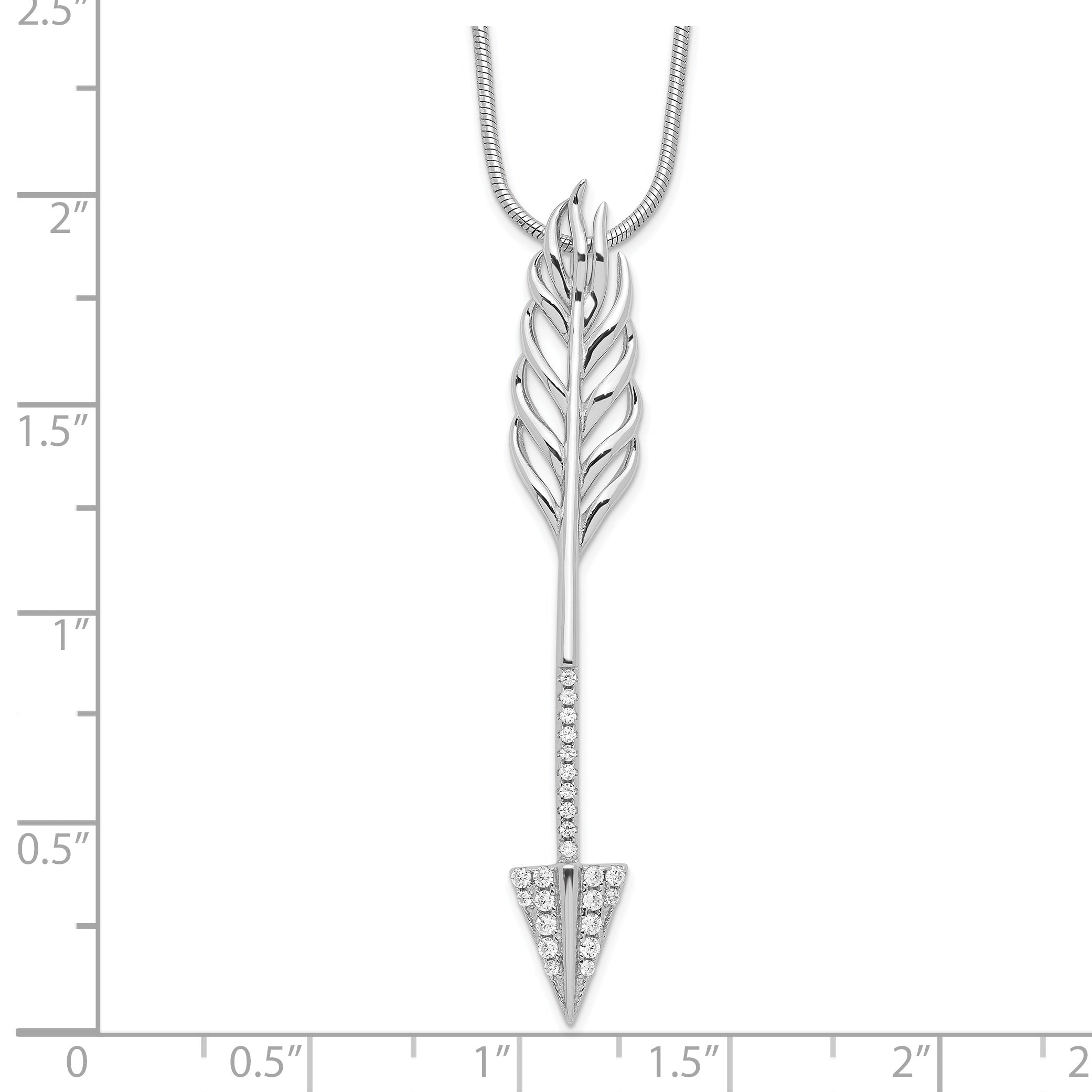 Brilliant Embers Sterling Silver Rhodium-plated 24 Stone 18 inch Micro PavÇ CZ Arrow Necklace with 2 Inch Extender